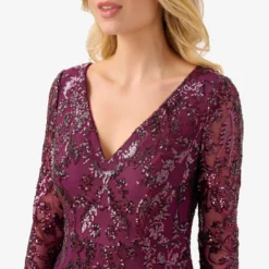Adrianna Papell Stretch Sequin Gown In Cassis -Cheap Vesta Gleam Store AP1E209103 AE506 Regular Detail