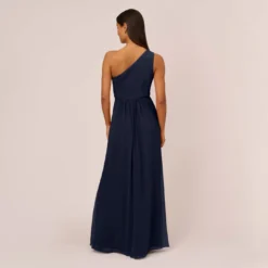 Adrianna Papell One-Shoulder Chiffon Long Gown In Midnight -Cheap Vesta Gleam Store AP1E209149 AB411 Regular Back fe3462e3 f8d0 479b b5ff b96f88d8328b