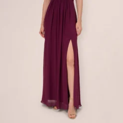 Adrianna Papell One-Shoulder Chiffon Long Gown In Cassis -Cheap Vesta Gleam Store AP1E209149 AC507 Regular Lifestyle