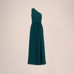 Adrianna Papell One-Shoulder Chiffon Long Gown In Hunter -Cheap Vesta Gleam Store AP1E209149 AE303 Regular Flat