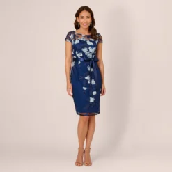 Adrianna Papell Embroidered Sheath Dress In Midnight Multi -Cheap Vesta Gleam Store AP1E209198 AE489 Regular Front