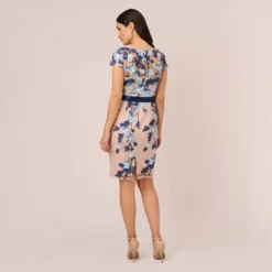 Adrianna Papell Embroidered Sheath Dress In Midnight Multi Nude -Cheap Vesta Gleam Store AP1E209198 BV980 Regular Back