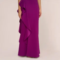 Adrianna Papell One-Shoulder Long Satin Crepe Mermaid Gown In Wild Orchid -Cheap Vesta Gleam Store AP1E209309 AD510 Regular Lifestyle