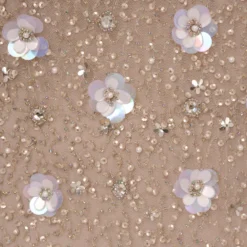 Adrianna Papell Plus Size Long Hand Beaded 3D Floral Dress With Elbow Sleeves In Marble -Cheap Vesta Gleam Store AP1E209314 AE064 Plus Alternate