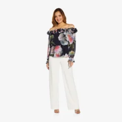 Adrianna Papell Floral-Print Chiffon Blouson Blouse In Midnight Multi -Cheap Vesta Gleam Store AP1E209404 AE489 Regular Side