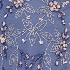 Adrianna Papell Beaded Midi Dress With Sheer Ruffled Sleeves In French Blue -Cheap Vesta Gleam Store AP1E209508 AA544 Regular Alternate