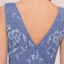 Adrianna Papell Hand-Beaded Ankle-Length Dress In French Blue -Cheap Vesta Gleam Store AP1E209645 AA544 Regular Lifestyle