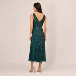 Adrianna Papell Hand-Beaded Ankle-Length Dress In Gem Green -Cheap Vesta Gleam Store AP1E209645 AW303 Regular Back