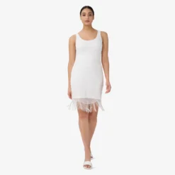 Adrianna Papell Hand-Beaded And Fringed Short Sheath Cocktail Dress In Ivory -Cheap Vesta Gleam Store AP1E209791 AA194 Regular Alternate