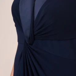 Adrianna Papell Plus Size Matte Jersey Twist Front Tuxedo Long Gown In Midnight -Cheap Vesta Gleam Store AP1E209882 AB411 Plus Detail