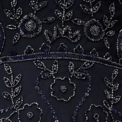 Adrianna Papell Beaded Midi Dress With Sheer Short Sleeves In Midnight -Cheap Vesta Gleam Store AP1E209973 AG410 Regular Alternate