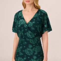 Adrianna Papell Floral Burnout Velvet Long Blouson Gown In Hunter -Cheap Vesta Gleam Store AP1E209986 AE303 Regular Detail