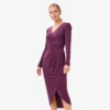Adrianna Papell Jersey Midi-Length Wrap Dress With Beaded Cuff In Rich Shiraz