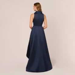 Adrianna Papell Mikado High/Low Midi-Length Tuxedo Gown In Midnight -Cheap Vesta Gleam Store AP1E210089 AB411 Regular Back