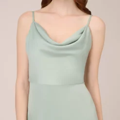 Adrianna Papell Satin Midi-Length Fit-And-Flare Cocktail Dress With Cowl Neck In Willow -Cheap Vesta Gleam Store AP1E210107 AC057 Regular Detail