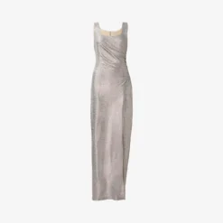 Adrianna Papell Foiled Stretch Jersey Long Column Gown In Light Gold -Cheap Vesta Gleam Store AP1E210108 AA267 Regular Flat