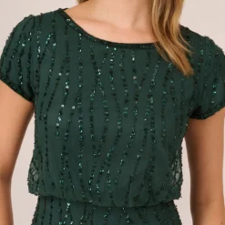 Adrianna Papell Hand-Beaded Blouson Long Gown In Dusty Emerald -Cheap Vesta Gleam Store AP1E210157 AA302 Regular Detail