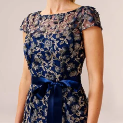 Adrianna Papell 3D Metallic Floral Embroidered Mesh Column Gown In Navy Rosegold -Cheap Vesta Gleam Store AP1E210165 AO410 Regular Detail 0232fabb a2bc 4f76 848f b839f569aad3