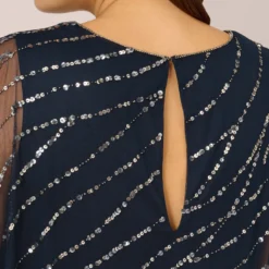 Adrianna Papell Plus Size Hand-Beaded Popover Long Dress In Midnight -Cheap Vesta Gleam Store AP1E210218 AG410 Plus Lifestyle