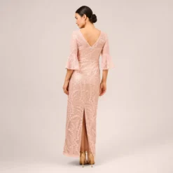 Adrianna Papell Hand-Sequined And Embroidered Illusion Long Column Gown In Blush Pearl -Cheap Vesta Gleam Store AP1E210239 AP688 Regular Back