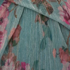 Adrianna Papell Floral Print Off The Shoulder Metallic Crinkled Mesh Long Gown In Aqua Multi -Cheap Vesta Gleam Store AP1E210282 BZ980 Regular Alternate