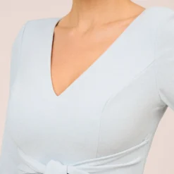 Adrianna Papell Metallic Knit Tie-Front Long Column Gown In Skyway -Cheap Vesta Gleam Store AP1E210307 AC459 Regular Detail