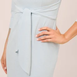 Adrianna Papell Metallic Knit Tie-Front Long Column Gown In Skyway -Cheap Vesta Gleam Store AP1E210307 AC459 Regular Side