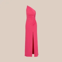 Adrianna Papell One Shoulder Draped Gown With Ring Detail In Pink Lotus -Cheap Vesta Gleam Store AP1E210314 AG661 Regular Flat