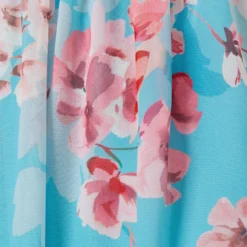 Adrianna Papell Floral-Print Chiffon Tie Neck Halter Long Fit-And-Flare Gown In Aqua Multi -Cheap Vesta Gleam Store AP1E210390 BZ980 Regular Alternate