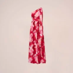 Adrianna Papell Floral Print One Shoulder Chiffon Long Gown In Pink Multi -Cheap Vesta Gleam Store AP1E210404 AE970 Regular Flat