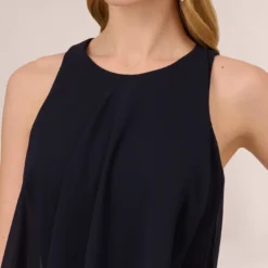 Adrianna Papell Chiffon And Crepe Wide Leg Jumpsuit In Midnight -Cheap Vesta Gleam Store AP1E210423 AB411 Regular Detail