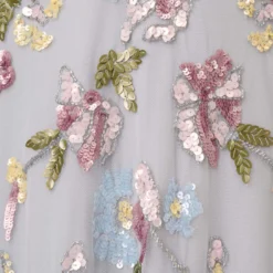 Adrianna Papell Floral Hand Beaded Illusion Long A-Line Gown In Glacier -Cheap Vesta Gleam Store AP1E210441 AF482 Regular Alternate