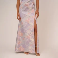 Adrianna Papell Metallic Floral Print Jacquard Gown With Off The Shoulder Neckline In Peri Multi -Cheap Vesta Gleam Store AP1E210486 AC494 Regular Lifestyle