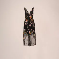 Adrianna Papell Floral Embroidered High Low Dress With Sheer Details In Black Multi -Cheap Vesta Gleam Store AP1E210493 AA963 Regular Flat