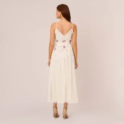 Adrianna Papell Ankle-Length Gown With Multicolor Floral Beading In Ivory Multi -Cheap Vesta Gleam Store AP1E210500 AA178 Regular Back