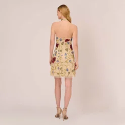 Adrianna Papell Multicolor Floral Beaded Shift Dress In Light Champagne -Cheap Vesta Gleam Store AP1E210539 AE273 Regular Back