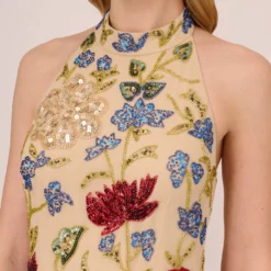 Adrianna Papell Multicolor Floral Beaded Shift Dress In Light Champagne -Cheap Vesta Gleam Store AP1E210539 AE273 Regular Detail