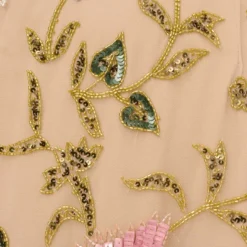 Adrianna Papell Multicolor Floral Beaded Ankle-Length Dress With Sheer Details In Light Champagne -Cheap Vesta Gleam Store AP1E210579 AE273 Regular Alternate