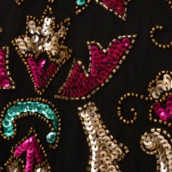 Adrianna Papell Multicolor Floral Beaded Gown With Velvet Trim In Black Multi -Cheap Vesta Gleam Store AP1E210607 AB960 Regular Alternate