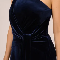 Adrianna Papell One Shoulder Velvet Jumpsuit With Draped Accent In Midnight -Cheap Vesta Gleam Store AP1E210667 AB411 Regular Detail