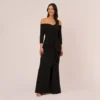 Adrianna Papell Off The Shoulder Cascading Ruffle Gown In Black