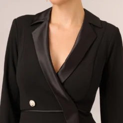 Adrianna Papell Long Sleeve Tuxedo Gown With Jeweled Buttons In Black -Cheap Vesta Gleam Store AP1E210677 AA002 Regular Detail