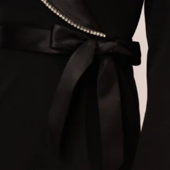 Adrianna Papell Long Sleeve Tuxedo Jumpsuit With Crystal Trim In Black -Cheap Vesta Gleam Store AP1E210678 AA002 Regular Lifestyle