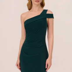 Adrianna Papell One Shoulder Column Gown With Cutout Shoulder In Hunter -Cheap Vesta Gleam Store AP1E210679 AE303 Regular Lifestyle