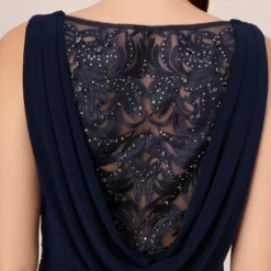 Adrianna Papell Sleeveless Jersey Gown With Embellished Lace Cowl Back In Midnight -Cheap Vesta Gleam Store AP1E210681 AB411 Regular Detail