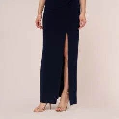 Adrianna Papell Sleeveless Jersey Gown With Embellished Lace Cowl Back In Midnight -Cheap Vesta Gleam Store AP1E210681 AB411 Regular Lifestyle