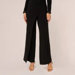 Adrianna Papell Embellished Jersey Jumpsuit With Asymmetric Neck In Black -Cheap Vesta Gleam Store AP1E210682 AA002 Regular Lifestyle