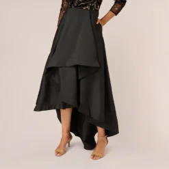 Adrianna Papell Beaded Taffeta Ball Gown With Three-Quarter Sleeves In Black Gold -Cheap Vesta Gleam Store AP1E210782 AA967 Regular Lifestyle