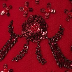 Adrianna Papell Short Sleeve Beaded Gown With Godet Skirt In Cranberry -Cheap Vesta Gleam Store AP1E210813 AD601 Regular Alternate