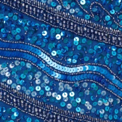 Adrianna Papell One Shoulder Beaded Column Gown With Draped Sleeve In Blue Horizon -Cheap Vesta Gleam Store AP1E210904 AD402 Regular Alternate